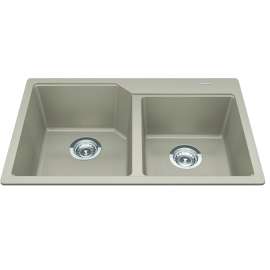 Granite Series 30.69-In Lr X 19.69-In Fb X 8.63-In Dp Drop In Double Bowl Granite Kitchen Sink, Mgcm2031-9Chan