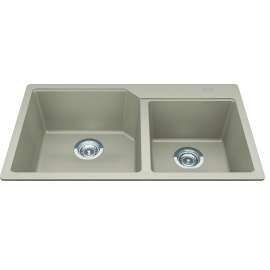 Granite Series 33.88-In Lr X 19.69-In Fb X 9.06-In Dp Drop In Double Bowl Granite Kitchen Sink, Mgcm2034-9Onn