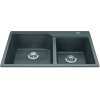 Granite Series 33.88-In Lr X 19.69-In Fb Drop In Double Bowl Granite Kitchen Sink In Stone Grey