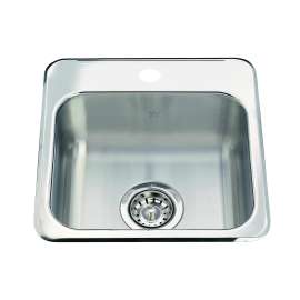 Steel Queen 15.13-In Lr X 15.44-In Fb X 6-In Dp Drop In Single Bowl 1-Hole Stainless Steel Hospitality Sink, Qsl1515-6-1N
