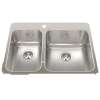Steel Queen 27.25-In Lr X 20.56-In Fb Drop In Double Bowl 1-Hole Stainless Steel Kitchen Sink