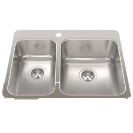Steel Queen 27.25-In Lr X 20.56-In Fb Drop In Double Bowl 1-Hole Stainless Steel Kitchen Sink