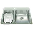 Steel Queen 27.25-In Lr X 20.56-In Fb Drop In Double Bowl 1-Hole Stainless Steel Kitchen Sink