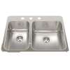 Steel Queen 27.25-In Lr X 20.56-In Fb Drop In Double Bowl 3-Hole Stainless Steel Kitchen Sink