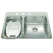 Steel Queen 27.25-In Lr X 20.56-In Fb Drop In Double Bowl 3-Hole Stainless Steel Kitchen Sink