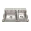 Steel Queen 27.25-In Lr X 20.56-In Fb Drop In Double Bowl 3-Hole Stainless Steel Kitchen Sink