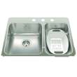 Steel Queen 27.25-In Lr X 20.56-In Fb Drop In Double Bowl 3-Hole Stainless Steel Kitchen Sink
