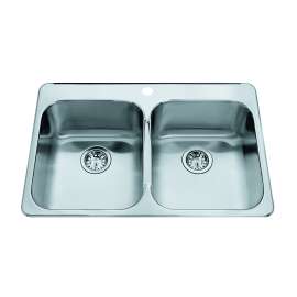 Steel Queen 31.25-In Lr X 20.5-In Fb Drop In Double Bowl 1-Hole Stainless Steel Kitchen Sink