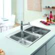 Steel Queen 33.38-In Lr X 22-In Fb Drop In Double Bowl 1-Hole Stainless Steel Kitchen Sink