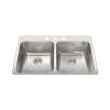 Steel Queen 33.38-In Lr X 22-In Fb Drop In Double Bowl 3-Hole Stainless Steel Kitchen Sink