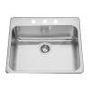 Steel Queen 25.25-In Lr X 22-In Fb Drop In Single Bowl 3-Hole Stainless Steel Kitchen Sink