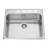 Steel Queen 25.25-In Lr X 22-In Fb Drop In Single Bowl 4-Hole Stainless Steel Kitchen Sink