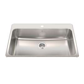 Steel Queen 33.38-In Lr X 22-In Fb Drop In Single Bowl 1-Hole Stainless Steel Kitchen Sink