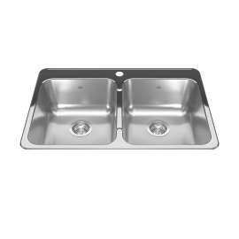Reginox 31.25-In Lr X 20.5-In Fb Drop In Double Bowl 1-Hole Stainless Steel Kitchen Sink