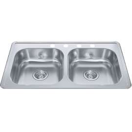 Creemore 32.94-In Lr X 18.31-In Fb Drop In Double Bowl 4-Hole Stainless Steel Sink