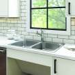 Reginox 33.38-In Lr X 22-In Fb Drop In Double Bowl 1-Hole Stainless Steel Kitchen Sink