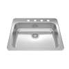 Reginox 25.62-In Lr X 22-In Fb Drop In Single Bowl 4-Hole Stainless Steel Kitchen Sink