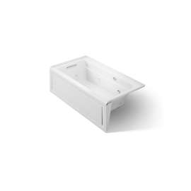 60" x 32" alcove whirlpool bath with Bask(R) heated surface, alcove left drain