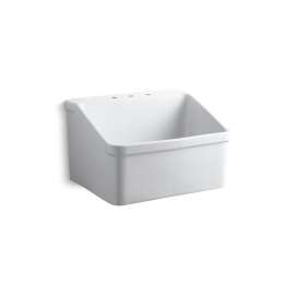 28" x 22" bracket-mount utility sink with 8" widespread faucet holes
