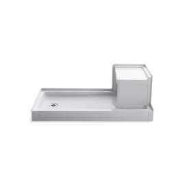 60" x 32" alcove shower base, left drain