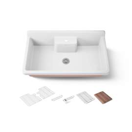 45" top-/wall-mount single-bowl workstation farmhouse kitchen sink