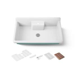 45" top-/wall-mount single-bowl workstation farmhouse kitchen sink