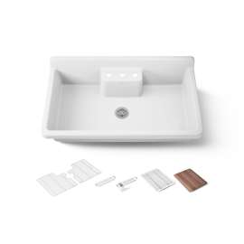 45" top-/wall-mount single-bowl workstation farmhouse kitchen sink