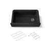 34" undermount single-bowl farmhouse kitchen sink with fluted design