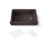 34" undermount single-bowl farmhouse kitchen sink with fluted design