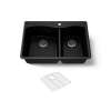 33" top-/undermount double-bowl kitchen sink