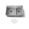 33" top-/undermount double-bowl kitchen sink