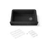 34" undermount single-bowl farmhouse kitchen sink with faceted design