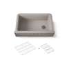 34" undermount single-bowl farmhouse kitchen sink with faceted design