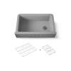 34" undermount single-bowl farmhouse kitchen sink with faceted design