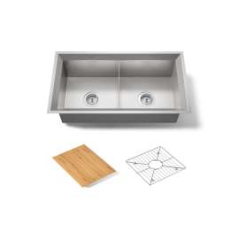 33" undermount double-bowl kitchen sink