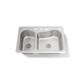33" top-mount double-bowl kitchen sink