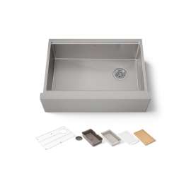 29-1/2" undermount single-bowl farmhouse workstation kitchen sink