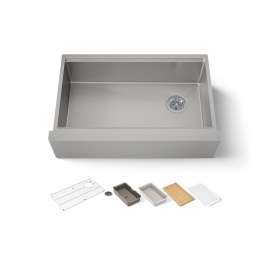 32-1/2" undermount single-bowl farmhouse workstation kitchen sink
