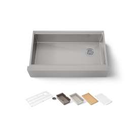 35-1/2" undermount single-bowl farmhouse workstation kitchen sink