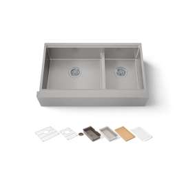 Smart Divide(R) 35-1/2" undermount double-bowl farmhouse workstation kitchen sink
