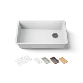 32-1/2" undermount single-bowl workstation kitchen sink