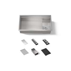 33-3/4" undermount single-bowl workstation kitchen sink