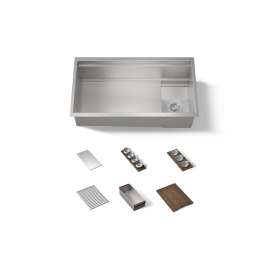 33-3/4" undermount single-bowl workstation kitchen sink