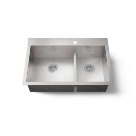 Smart Divide(R) 33" top-/undermount double-bowl kitchen sink