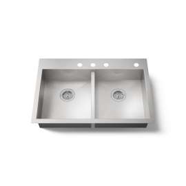 33" top-/undermount double-bowl kitchen sink