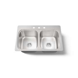 33" top-mount double-bowl kitchen sink