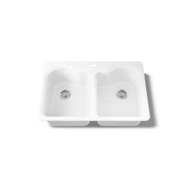 33" top-mount double-bowl kitchen sink