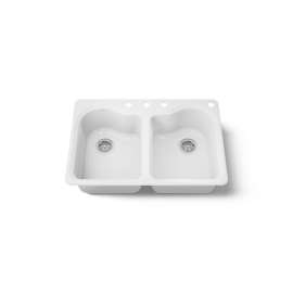 33" top-mount double-bowl kitchen sink