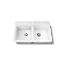 33" top-mount double-bowl kitchen sink