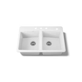 33" top-mount double-bowl kitchen sink
